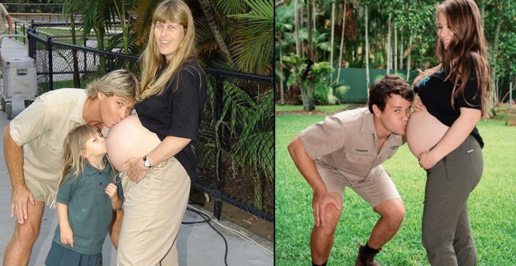 Bindi Irwin recreates parents' maternity photo with husband Chandler