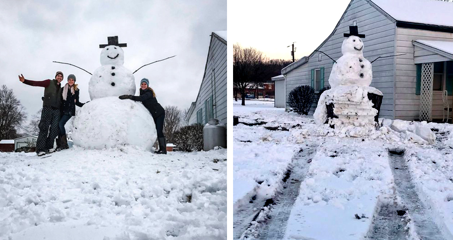 Frosty the Snowman Stops Vehicular Vandals in Their Tracks