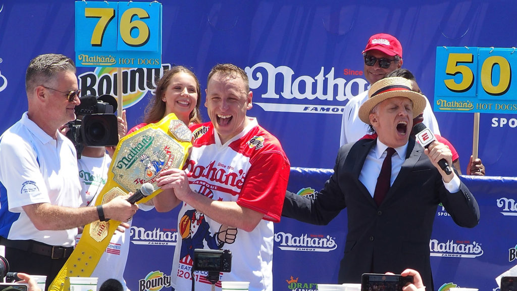 Joey Chestnut Breaks His Own Hot Dog Eating World Record 